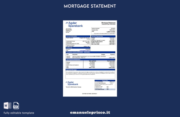 stile verificato Dichiarazione di mutuo Norvegia Agder Sparebank Modello Word e 